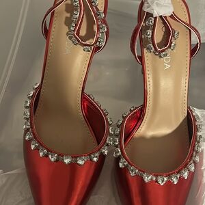 Moda Red Embellished Women's Shoes